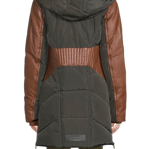 NB Series by Nicole Benisti COURVECHAL Two- tone Quilted Down Coat Fur Trim NWT - Picture 2 of 12